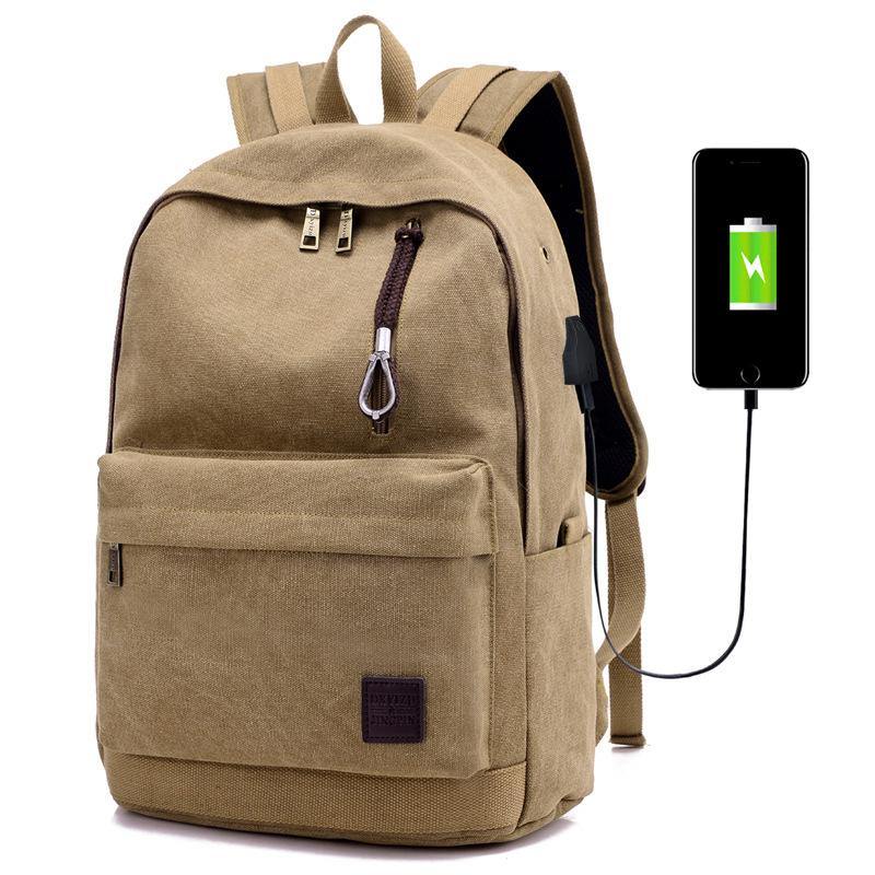 Canvas Backpack USB Rechargeable - Tifflylah 