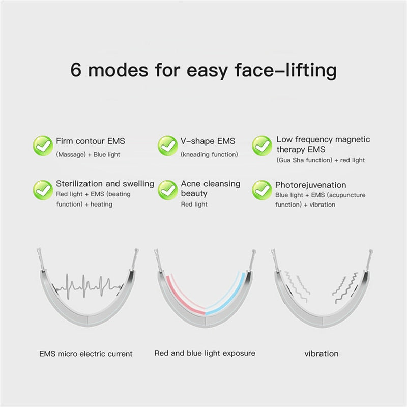 Facial Lifting EMS Device LED Photon Therapy Face Slimming Vibration