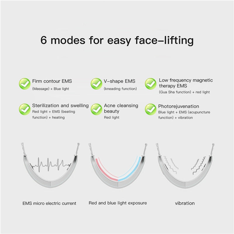 Facial Lifting EMS Device LED Photon Therapy Face Slimming Vibration